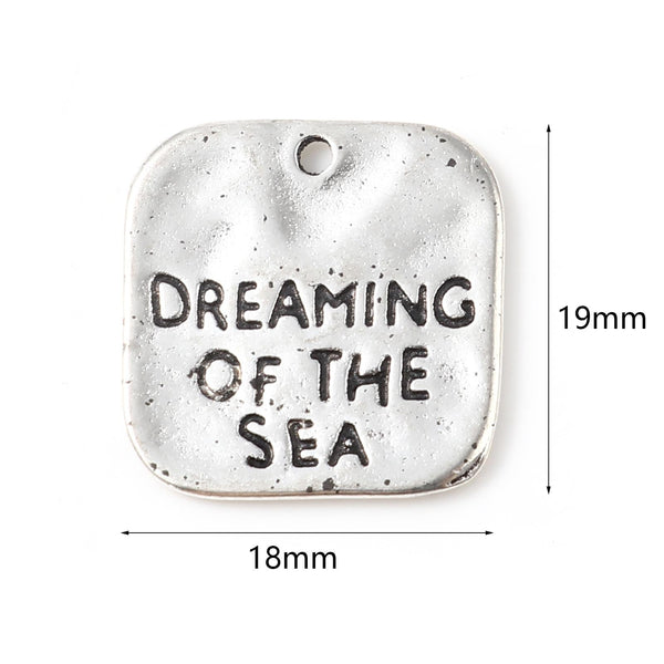 Metal Charms - Stamped Charms - Beach Charms - Silver Charms - 20pcs - 19x18mm - (1074)