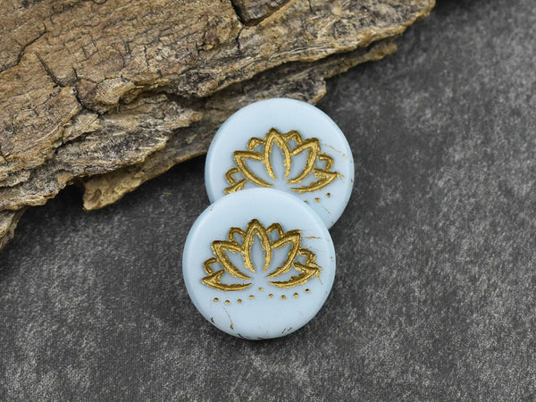 Czech Glass Beads - Lotus Flower Bead - Picasso Beads - Czech Lotus Beads - Lotus Flower Pendant - 4pcs - (2137)