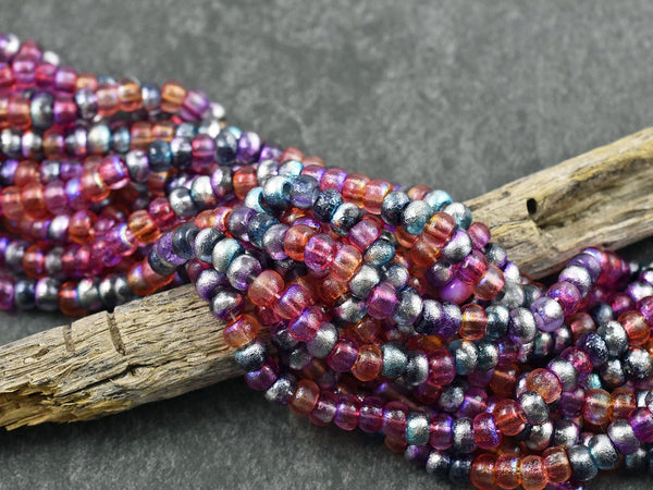 Picasso Seed Beads - Large Seed Beads - 2/0 - Czech Glass Beads - Etched Beads - 6mm - 19" Strand - (A265)