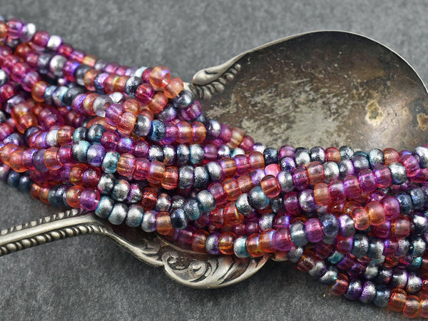 Picasso Seed Beads - Large Seed Beads - 2/0 - Czech Glass Beads - Etched Beads - 6mm - 19" Strand - (A265)