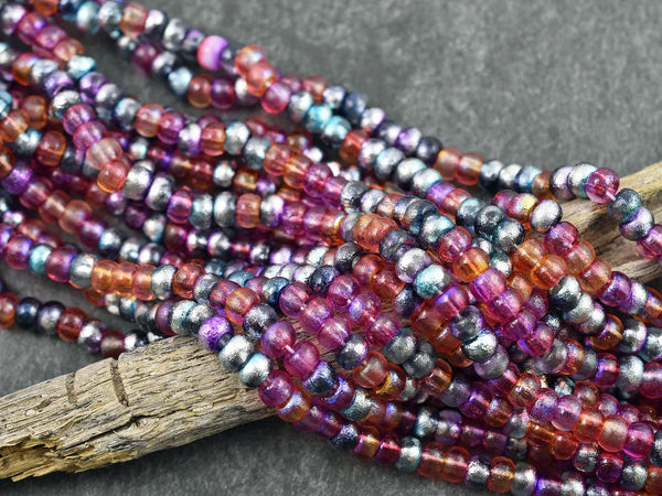 Picasso Seed Beads - Large Seed Beads - 2/0 - Czech Glass Beads - Etched Beads - 6mm - 19" Strand - (A265)