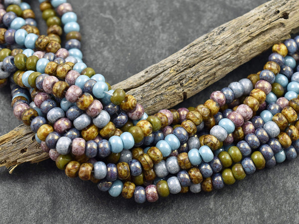 Picasso Beads - Large Seed Beads - 2/0 - Czech Glass Beads - Size 2 Beads - Aged Seed Beads - 6mm Beads - 20" Strand - (3489)