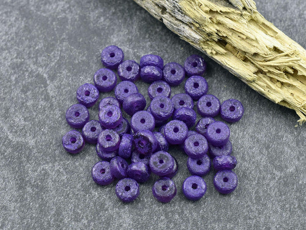 Heishi Beads - Picasso Beads - Czech Glass Beads - Spacer Beads - Rondelle Beads - 6x3mm - 50pcs - (A347)