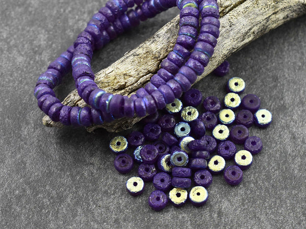 Czech Glass Beads - Spacer Beads - Heishi Beads - Picasso Beads - Rondelle Beads - 6x3mm - 50pcs - (A736)