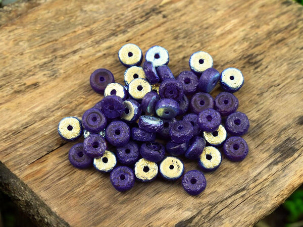 Czech Glass Beads - Spacer Beads - Heishi Beads - Picasso Beads - Rondelle Beads - 6x3mm - 50pcs - (A736)