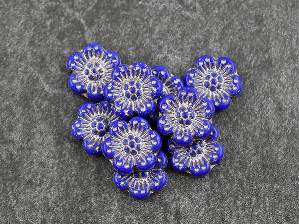 Wildflower Beads - Flower Beads - Czech Glass Beads - Picasso Beads - Czech Glass Flowers - 14mm - 12pcs - (2326)