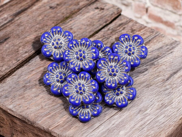 Wildflower Beads - Flower Beads - Czech Glass Beads - Picasso Beads - Czech Glass Flowers - 14mm - 12pcs - (2326)