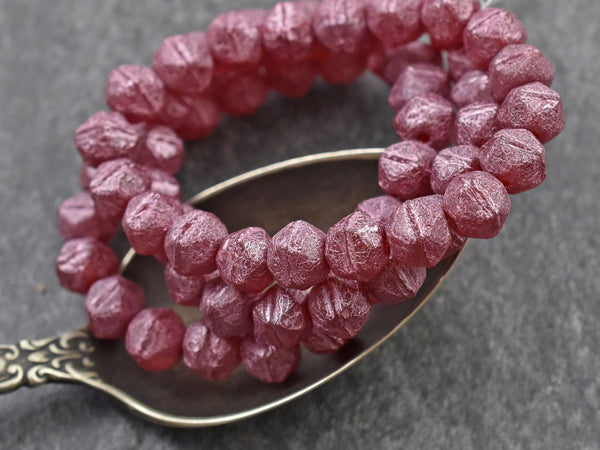 Czech Glass Beads - English Cut Beads - 8mm Beads - Pink Beads - Round Beads - Antique Cut Beads - 20pcs (6007)