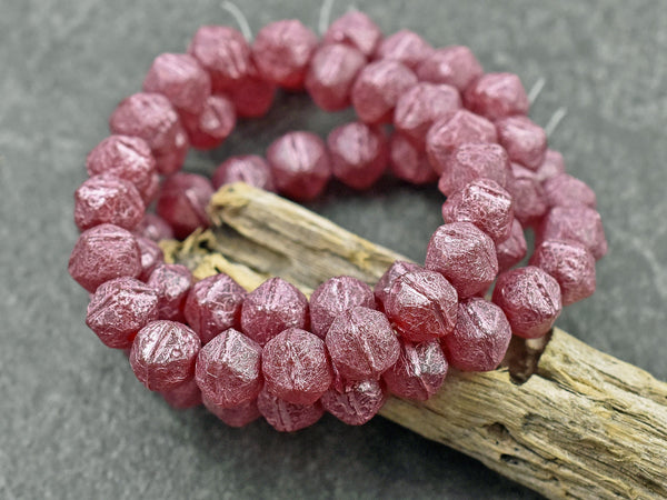 Czech Glass Beads - English Cut Beads - 8mm Beads - Pink Beads - Round Beads - Antique Cut Beads - 20pcs (6007)