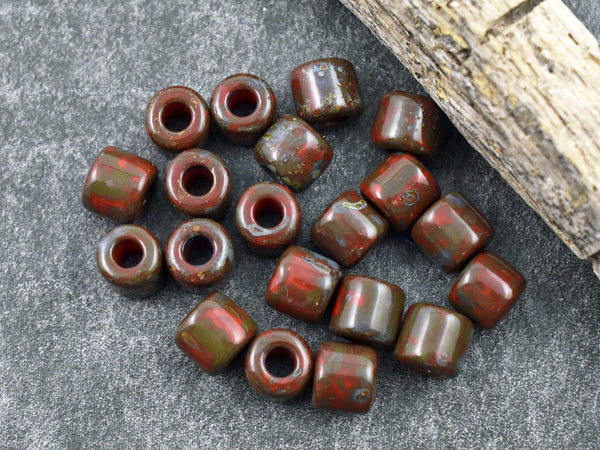 Picasso Beads - Czech Glass Beads - Rola Beads - Tube Beads - 7.7mm - 20pcs - Choose Your Color