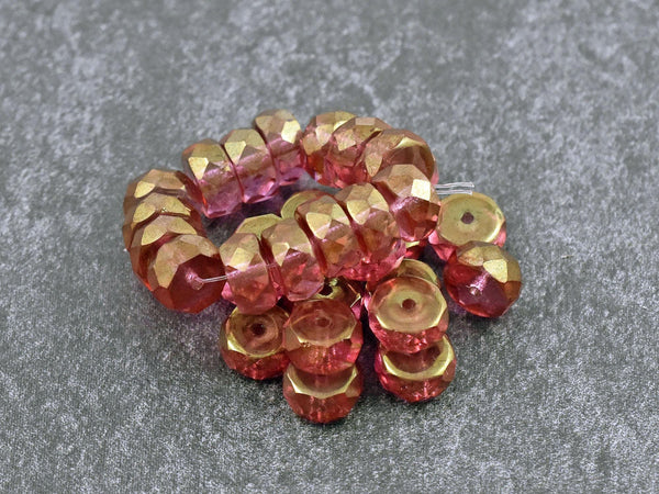 Heishi Beads - Czech Glass Beads - Fire Polished Beads - Rondelle Beads - 6x4mm - 15pcs - (2817)