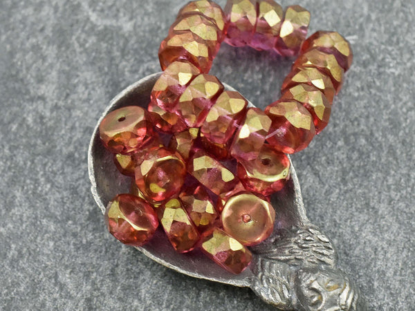 Heishi Beads - Czech Glass Beads - Fire Polished Beads - Rondelle Beads - 6x4mm - 15pcs - (2817)