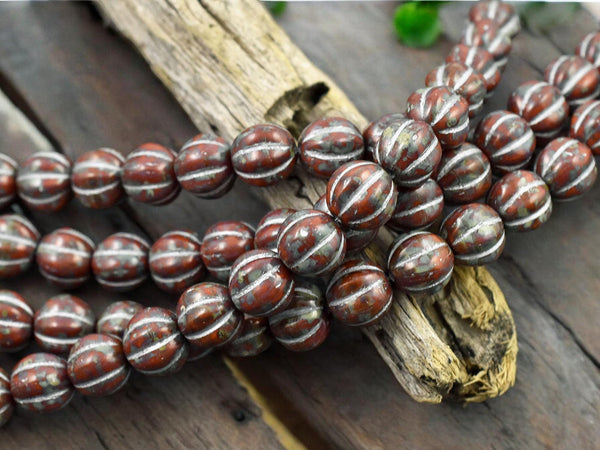 Picasso Beads - Melon Beads - Czech Glass Beads - Round Beads - 8mm - 16pcs - (117)