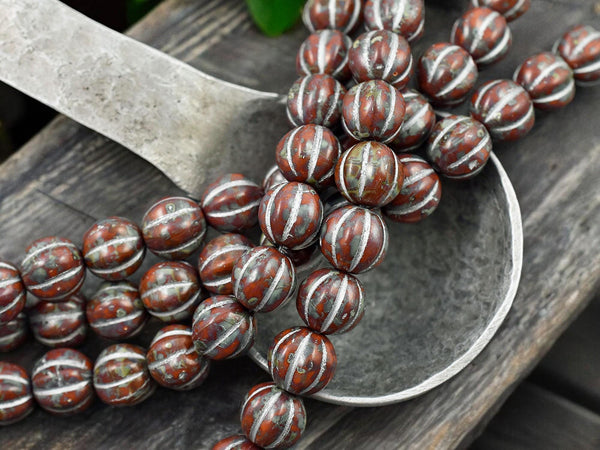 Picasso Beads - Melon Beads - Czech Glass Beads - Round Beads - 8mm - 16pcs - (117)