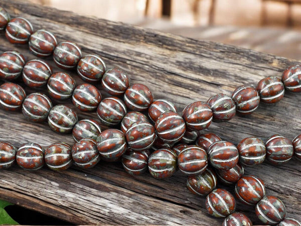 Picasso Beads - Melon Beads - Czech Glass Beads - Round Beads - 8mm - 16pcs - (117)