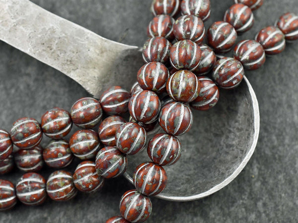 Picasso Beads - Melon Beads - Czech Glass Beads - Round Beads - 8mm - 16pcs - (117)