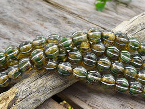 Czech Glass Beads -Picasso Beads - Melon Beads - Round Beads - 8mm - 16pcs - (1781)