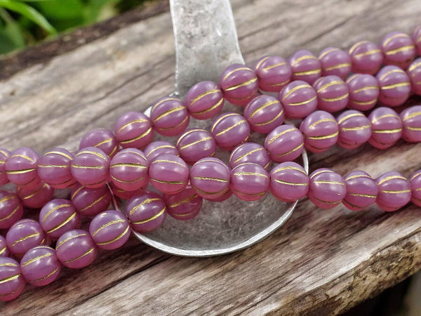 Czech Glass Beads - Picasso Beads - Melon Beads - Round Beads - 8mm - 16pcs - (5177)