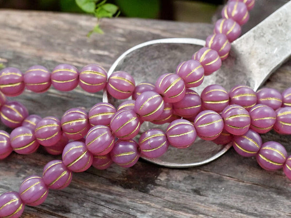 Czech Glass Beads - Picasso Beads - Melon Beads - Round Beads - 8mm - 16pcs - (5177)