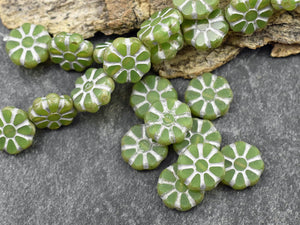 Flower Beads - Picasso Beads - Czech Glass Beads - Coin Beads - Cosmo Flower Bead - 12mm - 8pcs (2234)