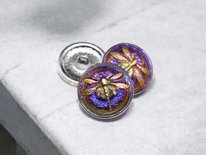 Dragonfly Button - Czech Glass Buttons - Shank Buttons - Artisan Button - Handmade Button - 18mm (4649) 1pcs