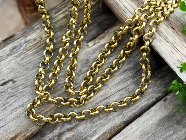 Rolo Chain - Gold Chain - Stainless Steel Chain - Sold by the foot - (CH-G04)