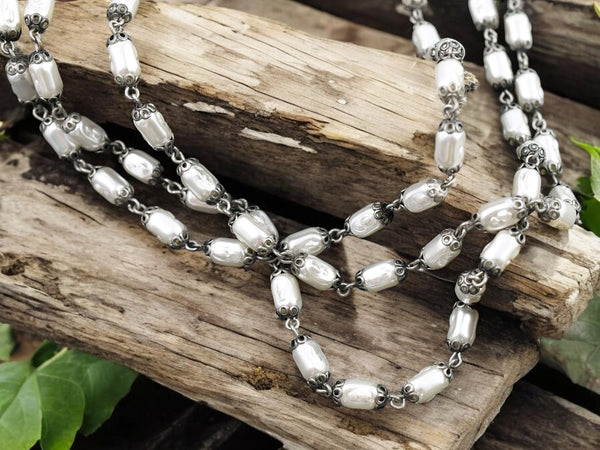 Pearl Chain - Rosary Chain - Beaded Chain - Czech Glass Pearls - Czech Glass Beads - Sold by the foot - (CH14)