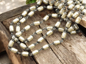 Pearl Chain - Rosary Chain - Beaded Chain - Czech Glass Pearls - Czech Glass Beads - Sold by the foot - (CH29)