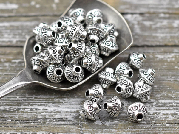 *100* 6mm Antique Silver Bicone Spacer Beads