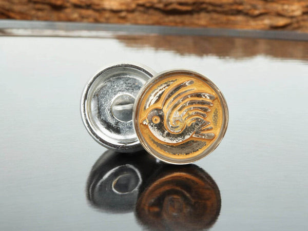 Bird Button - Czech Glass Buttons - Shank Buttons - Artisan Button - Handmade Button - 18mm - (1486) 1pcs