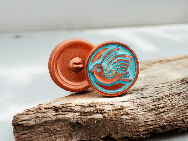 Bird Button - Czech Glass Buttons - Shank Buttons - Artisan Button - Handmade Button - 18mm - (1655) 1pcs