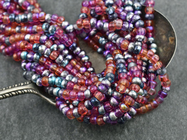 Picasso Seed Beads - Large Seed Beads - 2/0 - Czech Glass Beads - Etched Beads - 6mm - 19" Strand - (A265)