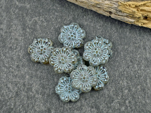 Picasso Beads - Czech Glass Beads - Flower Beads - Wildflower Beads - Czech Glass Flowers - 14mm - 12pcs - (B634)