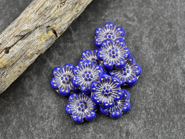 Wildflower Beads - Flower Beads - Czech Glass Beads - Picasso Beads - Czech Glass Flowers - 14mm - 12pcs - (2326)