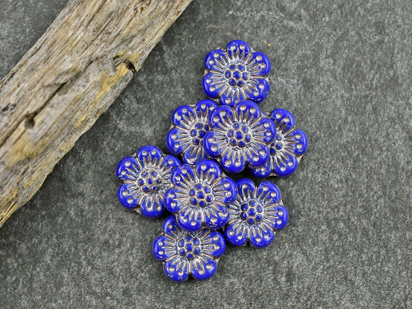 Wildflower Beads - Flower Beads - Czech Glass Beads - Picasso Beads - Czech Glass Flowers - 14mm - 12pcs - (2326)