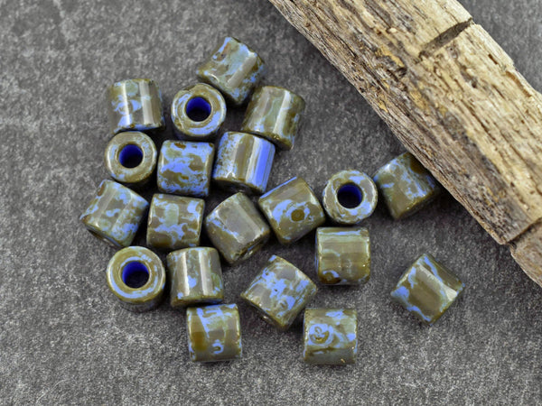 Picasso Beads - Czech Glass Beads - Rola Beads - Tube Beads - 7.7mm - 20pcs - Choose Your Color