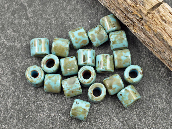 Picasso Beads - Czech Glass Beads - Rola Beads - Tube Beads - 7.7mm - 20pcs - Choose Your Color