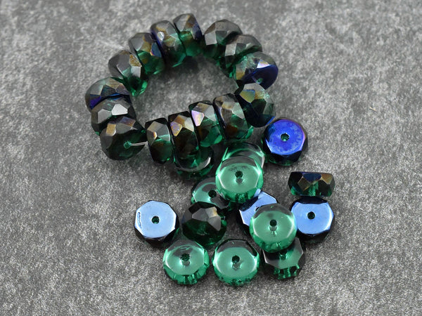 Heishi Beads - Czech Glass Beads - Fire Polished Beads - Rondelle Beads - 6x4mm - 15pcs - (1841)