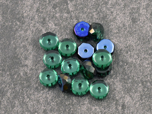 Heishi Beads - Czech Glass Beads - Fire Polished Beads - Rondelle Beads - 6x4mm - 15pcs - (1841)