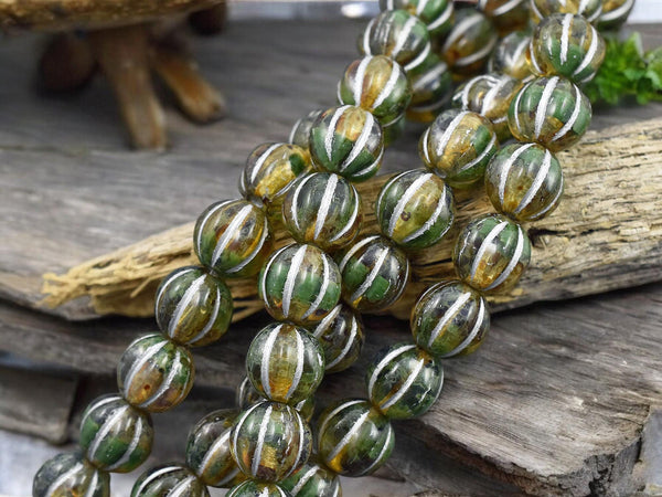 Czech Glass Beads -Picasso Beads - Melon Beads - Round Beads - 8mm - 16pcs - (1781)