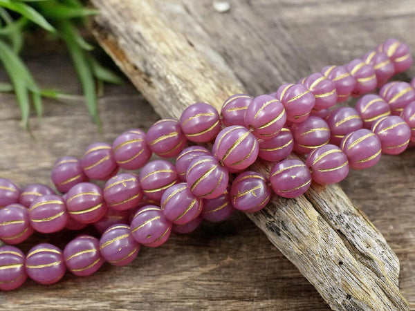 Czech Glass Beads - Picasso Beads - Melon Beads - Round Beads - 8mm - 16pcs - (5177)