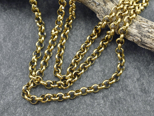 Rolo Chain - Gold Chain - Stainless Steel Chain - Sold by the foot - (CH-G04)