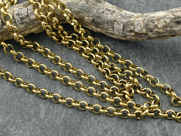 Rolo Chain - Gold Chain - Stainless Steel Chain - Sold by the foot - (CH-G04)