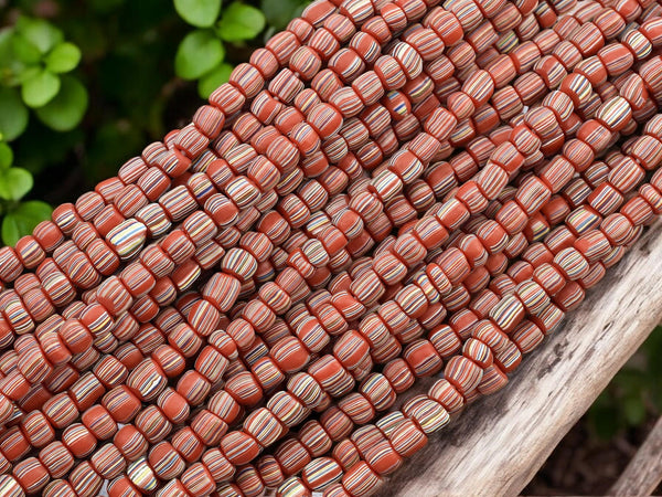 Indondesian Glass Beads - Seed Beads - Java Glass Beads - Striped Seed Beads - 4-7mm - 24" Strand - (1551)