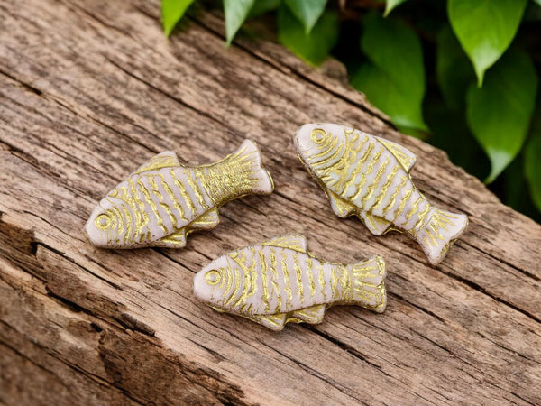 Fish Beads - Czech Glass Beads - Czech Glass Fish - 25x12mm - 8pcs - (A676)