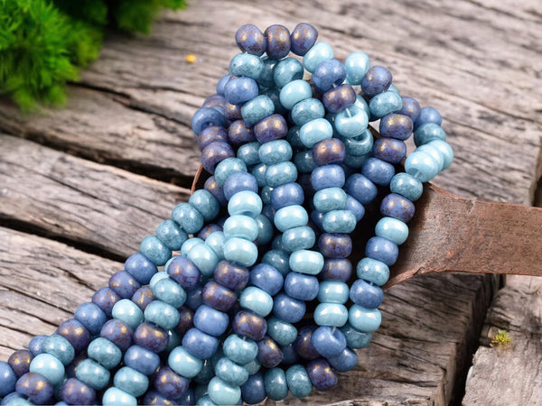 Picasso Beads - Large Seed Beads - 2/0 - Czech Glass Beads - Size 2 Beads - Aged Seed Beads - 6mm Beads - 21" Strand - (3619)