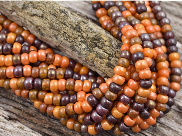 Picasso Beads - Large Seed Beads - 2/0 - Czech Glass Beads - Size 2 Beads - Aged Seed Beads - 6mm Beads - 20" Strand - (B416)