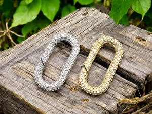 Carabiner Clasp - CZ Clasp - Rhinestone Clasp - Micro Pave Clasp - Metal Clasps - 33x18mm - 1pc - Choose your color