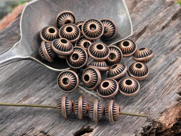 *25* 5x7mm Antique Copper Bicone Spacer Beads