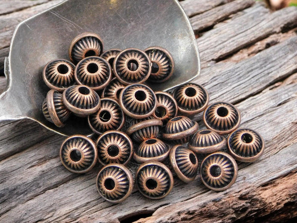 *25* 5x7mm Antique Copper Bicone Spacer Beads